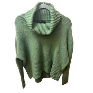 Rachel Zoe Green Turtle Neck Sweater Merino Wool 0142